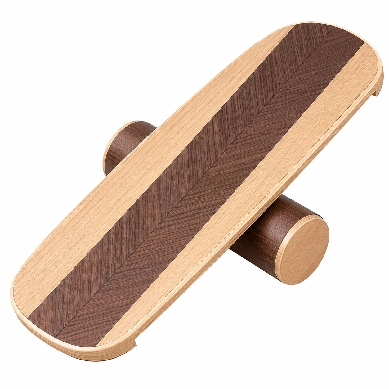 Balance Board aus Holz mit Streifen-Design, 75x30 cm, Hellbraun/Dunkelbraun