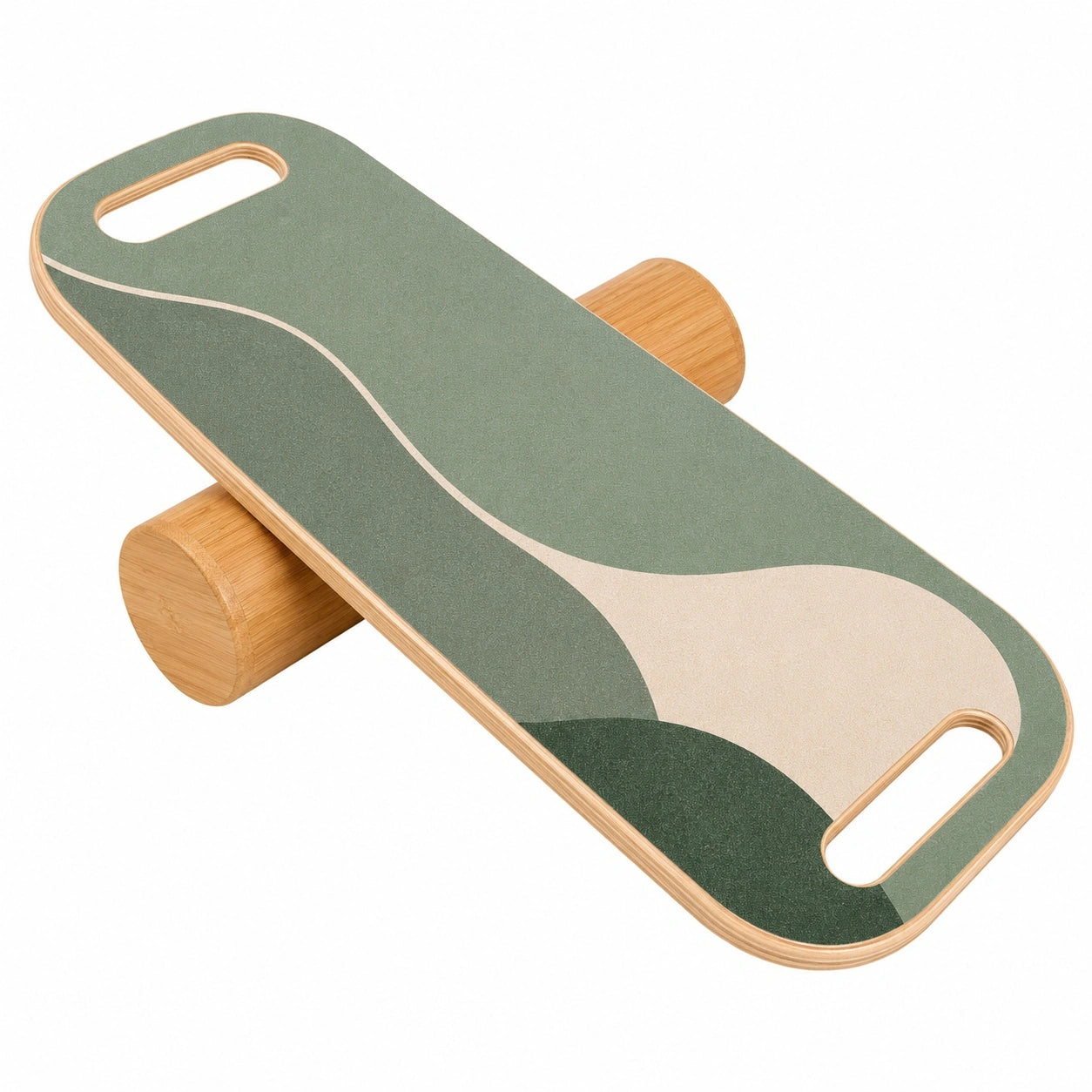 Balance Board Grün mit Rutschfester Oberfläche und Holzrolle