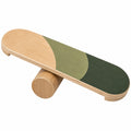 Holz-Balanceboard mit Rolle in Natur/Grün