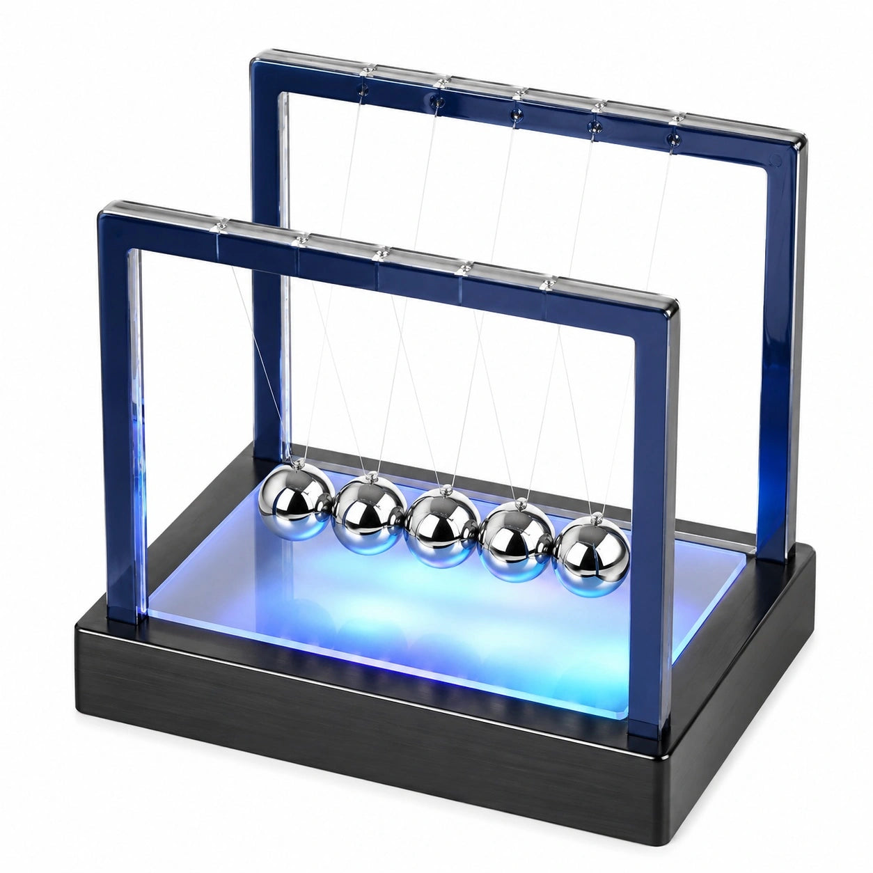 Newton Pendel Schreibtischspielzeug mit LED Blau/Silber