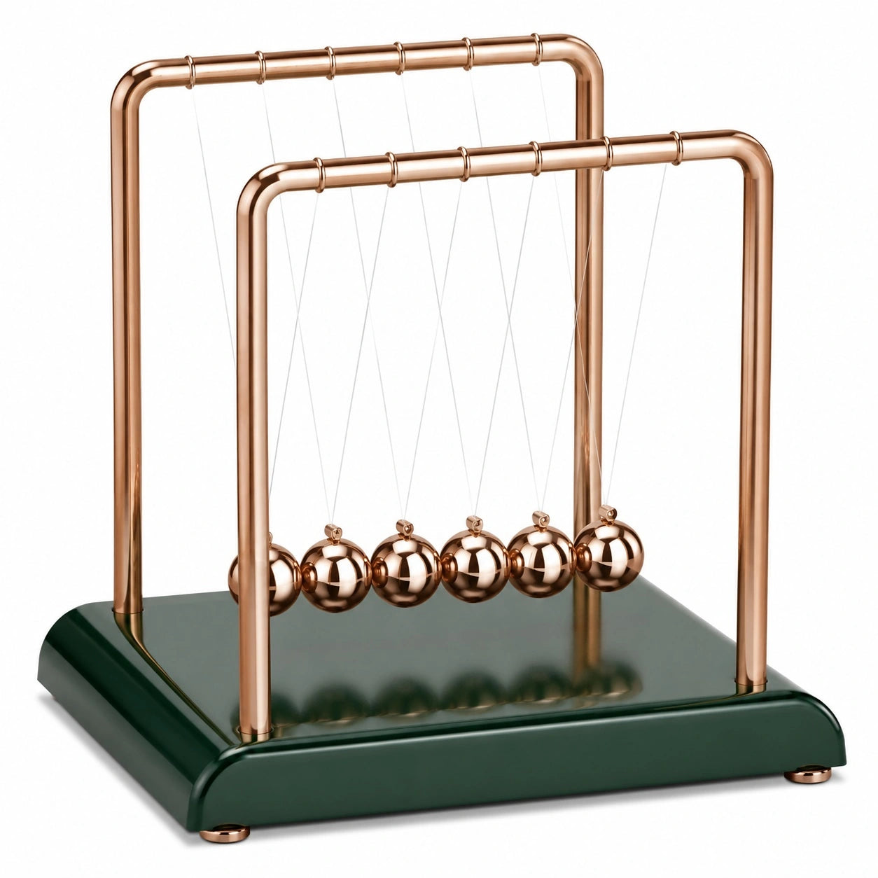 Newton Pendel aus Metall mit 7 Kugeln, Bronze/Grün