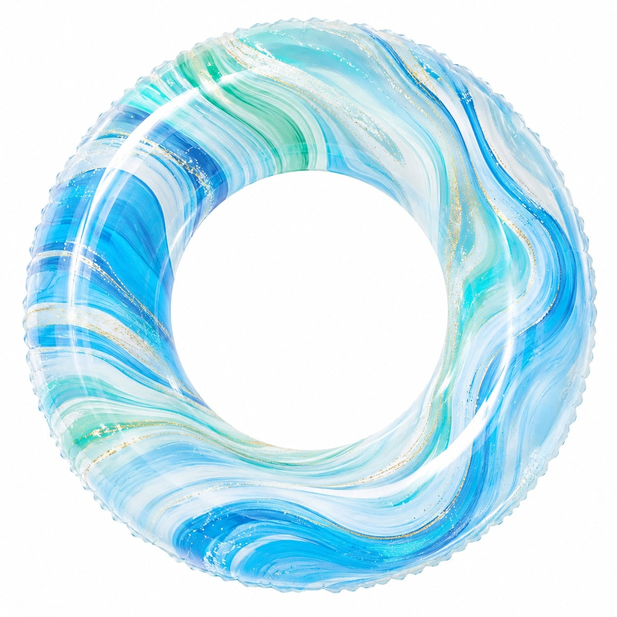 Aufblasbarer Schwimmring im marmorierten Design - Blau/Weiß/Grün